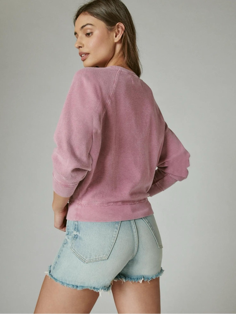 Lucky Brand Raglan Waffle Pullover Top - Picture 3 of 8